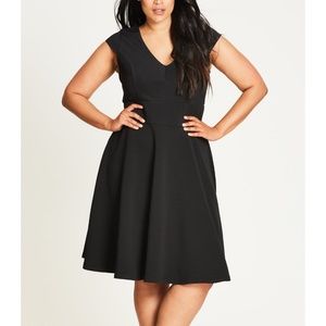 City Chic Cap Sleeve CHEVRON FIT & FLARE DRESS